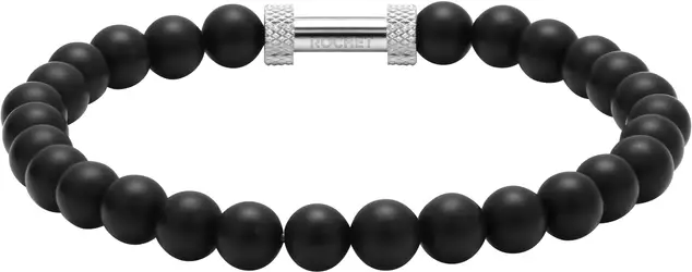 RB Zen bracelet 6mm beads in black agate and knurled steel