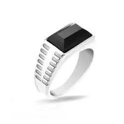 RB Ring ROCK 10mm Polished steel and Black agate Ø60