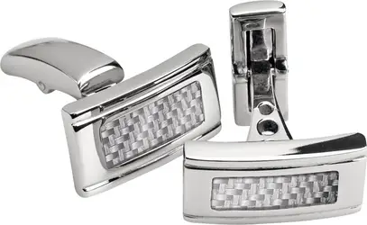 * RB Cufflinks MERCURY Steel/Carbon White