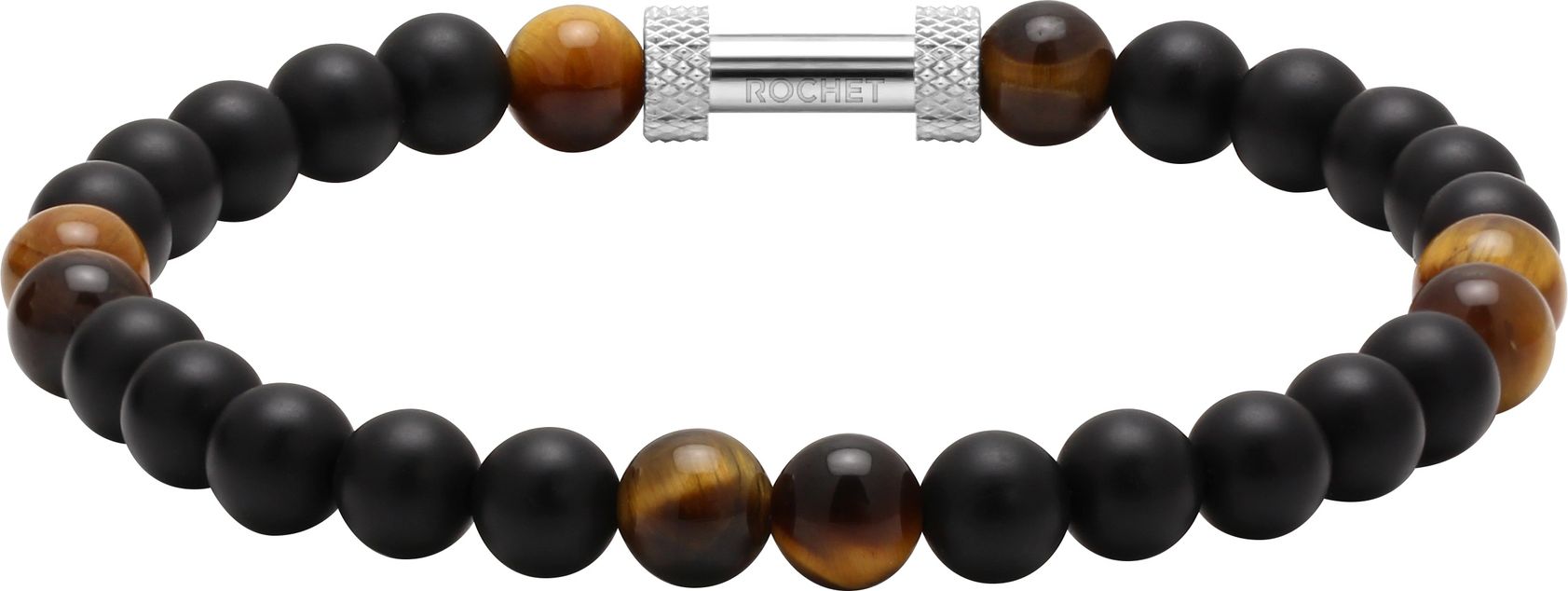 RB Zen bracelet 6mm beads in black agate tiger's eyes quar