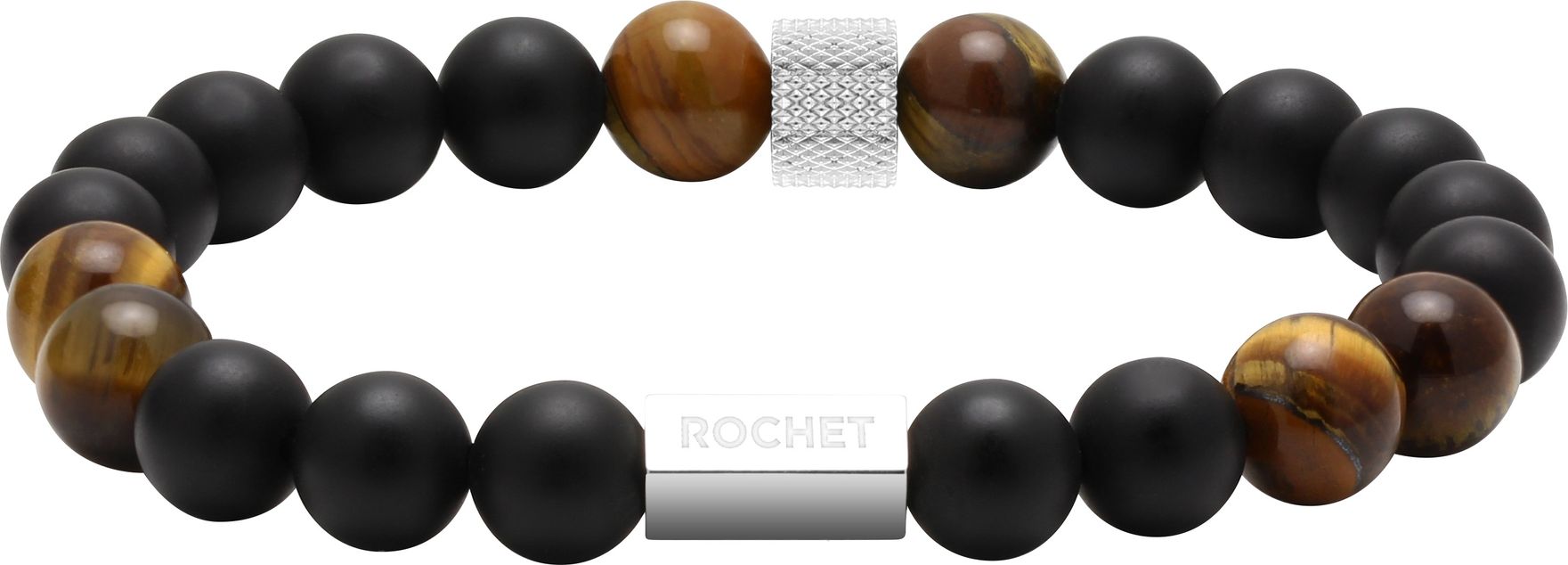 RB Zen bracelet 8mm beads in black agate tiger's eyes quar