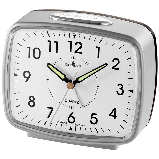 DUGENA Vekkerur /12x10/Sweep/Bell alarm/Snooze/Lys/Grå