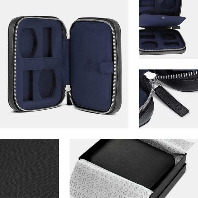 Wallet 4 watches BOUVERET - Black/Blue inside