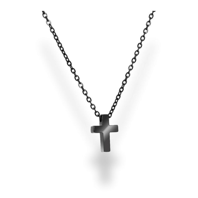 RB Pendant MYSTERES Polished IP Black Cross 13x9mm