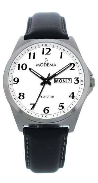 Modema MD6004.13 Ø38 Stål /Hvit skive tall/Sort rem