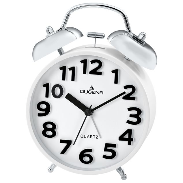 DUGENA Vekkerur /Ø11/Sweep/Bjelle alarm/Hvit